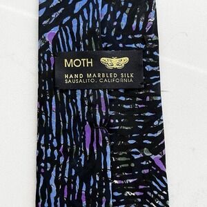 Moth Hand Marbled Silk Tie Made in USA Corpcore Art Watercolor Unique Abstract